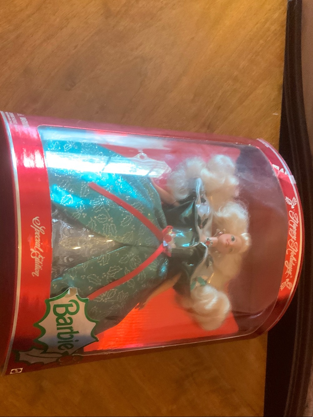Barbie Green and Red Holiday Satin Gown 1995